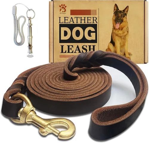 Vista 9 de Correa de perro de cuero 4 pies x 3/4 pulgada, Correa de entrenamiento para perros de cuero genuino trenzado resistente, suave y cómoda para perros