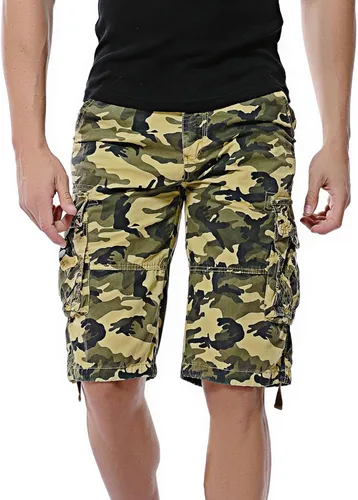 Vista 2 de Pantalones cortos cargo de camuflaje para hombre de algodón