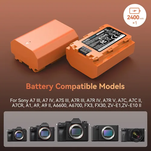 Vista 4 de SMALLRIG Batería USB-C de repalcement de 2400mAh y kit de batería de cámara NP-FZ100 para Sony