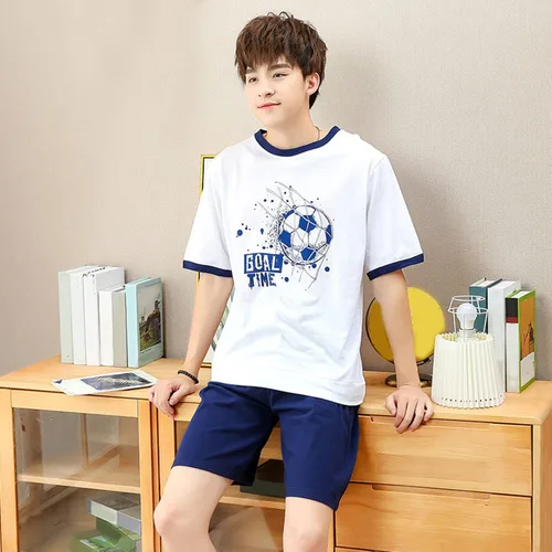 Vista 3 de Ropa de manga corta para niños y niñas, pijamas para niños, pijamas para niños, ropa de dormir de dibujos animados, pantalones de diseñador