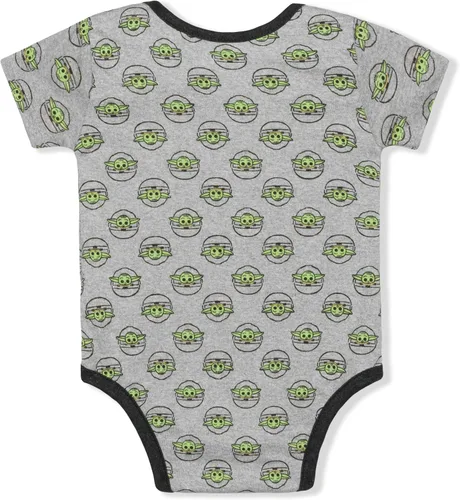 Vista 3 de STAR WARS Baby Yoda - Paquete de 3 mamelucos para bebés y bebés, grisnegroverde