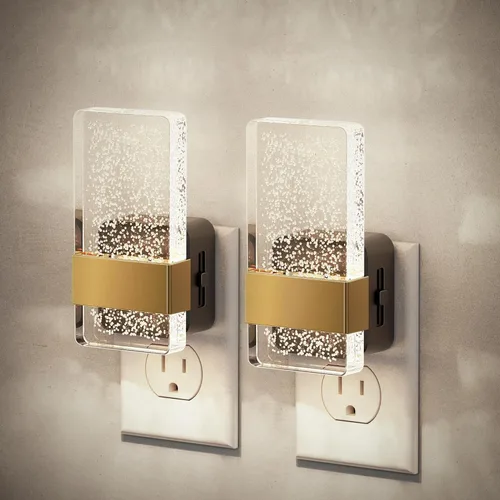 Vista 8 de JandCase Luces nocturnas enchufables a la pared, sensor de atardecer a amanecer, LED blanco suave de 3000 K, diseño acrílico, brillo ajustable de 0