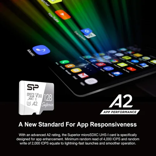 Vista 4 de Silicon Power 128GB Superior Micro SDXC UHS-I (U3), V30 4K A2, Tarjeta MicroSD de alta velocidad con adaptador