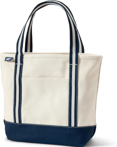 Vista 17 de Lands' End Bolso de lona abierto Natural/Azul marino radiante