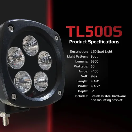 Vista 10 de Tiger Lights TL500S - Foco LED compacto de 50 W, 9 V, compatible con/reemplazo para Caterpillar 415F2ST, 416D, 416EST, 416F2ST, 416F2STLR, 416FST