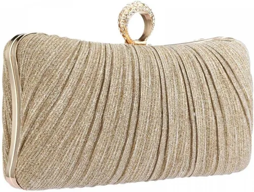 Vista 8 de Bolso de mano para mujer, plisado con purpurina y bolsa de noche con diamantes de imitación, para novia, boda, fiesta