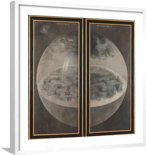 Vista 7 de ART.COM Lienzo decorativo para pared Jardín de delicias terrenales, creación del mundo en marco negro por Hieronymus Bosch, 21 x 21 pulgadas