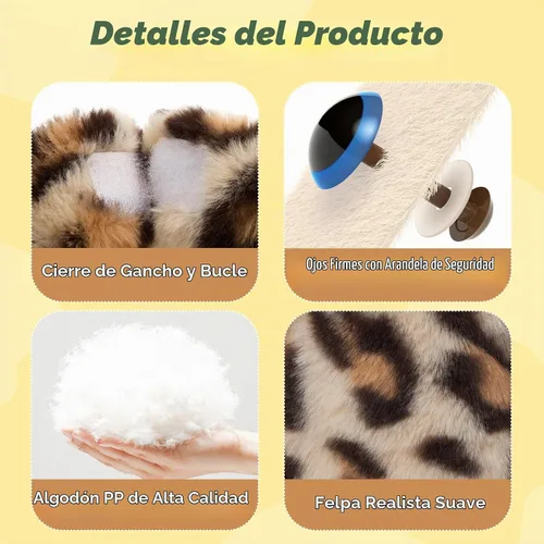Vista 7 de MorisMos Dúo de Animales de Peluche de Leopardo, Congelables y Aptos para Microondas, Juguete de Leopardo de Brazos Largos para Abrazar, Almohadilla
