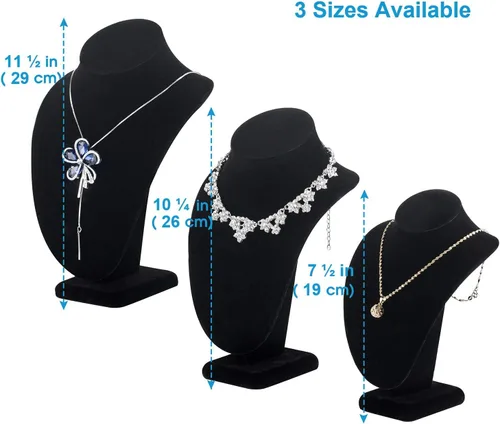 Vista 2 de Polmart P26-BL Collar Busto, Terciopelo Negro, 10