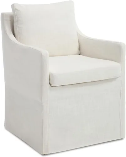 Vista 7 de Silla de comedor tapizada color beige, sillas modernas para cocina y comedor con brazos, cómoda silla de sofá de lino para sala de estar