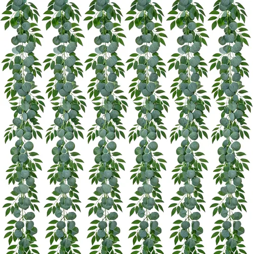 Vista 12 de GREENTIME - Guirnalda de eucalipto de 1 paquete, 6.5 pies, hojas artificiales negras, para Acción de Gracias, chimenea, camino de mesa, decoración