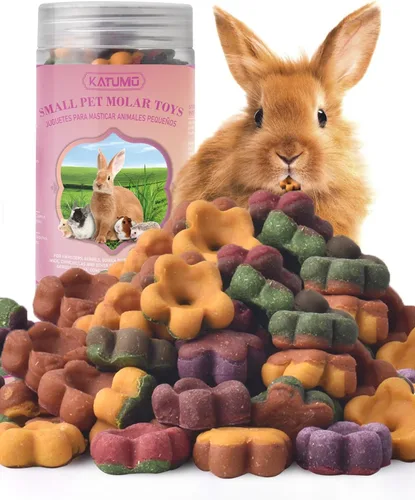 Vista 7 de KATUMO Juguetes masticables de conejo, 6.35 oz Timothy Grass Treats Juguetes molares de animales pequeños para conejillo de indias, hámster