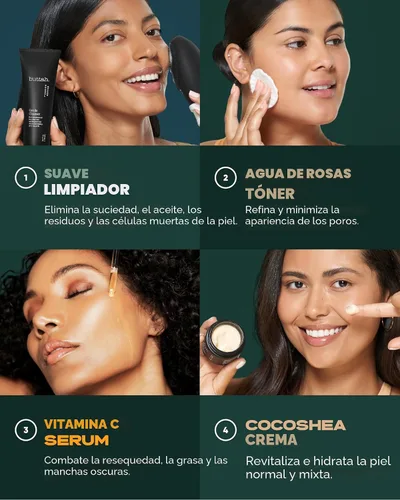 Vista 4 de Kit Buttah Skin Supreme para piel rica en melanina Crema revitalizante CocoShea 2 oz Suero de Vitamina C 1 oz Limpiador 3.4 oz Tónico