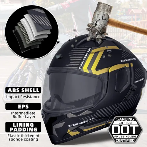 Vista 4 de Cascos modulares abatibles de doble visera para motocicleta, de cara completa, para adultos, BMX, de cuatro ruedas, para hombres y mujeres, aprobado