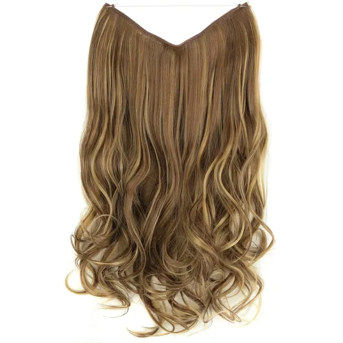 Vista 6 de extensiones de cabello sintético tipo halo de 20 pulgadas, 4.41 onzas, rizadas, onduladas, largas, extensiones tipo Hidden Crown con hilo invisible