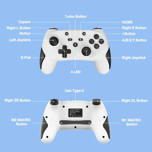 Vista 7 de PSCHOISE Switch Pro Controller Compatible for Nintendo Switch OLEDLite Switch Controllers Wireless With Programmable Function Switch Remote Gamepad