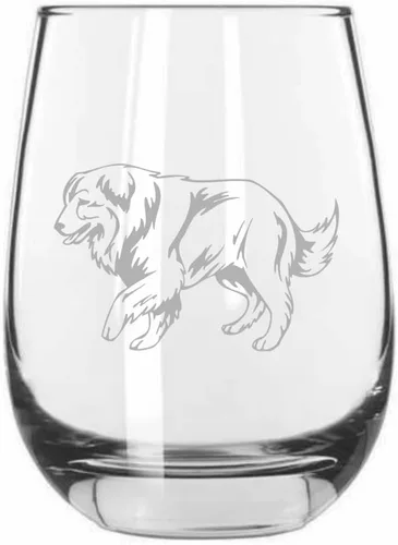 Vista 280 de Shar Pei (chino) - Vaso de vino sin tallo grabado para perro, 15.25 onzas