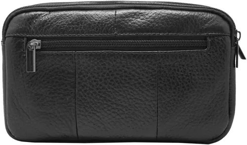 Vista 4 de Bolso bandolera de cuero genuino para hombre, bolso de mensajero, organizador de chequera