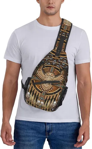 Vista 8 de Linda bolsa bandolera de estilo nativo americano, bolsa cruzada en el pecho, mochila casual india para mujeres y hombres