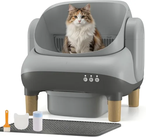 Vista 13 de GTPLAYER Caja de arena autolimpiante, caja de arena automática para gatos, control de aplicación y monitoreo de peso, protección de sensores de 01