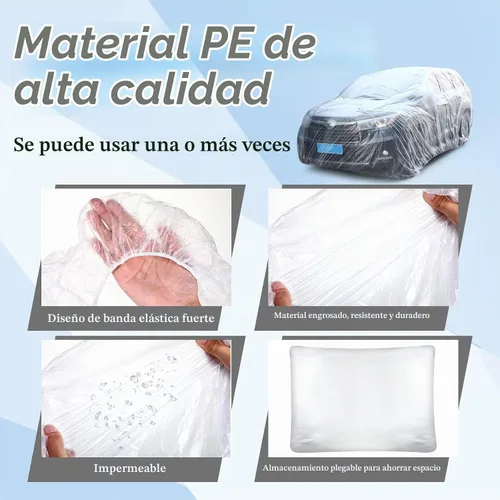 Vista 3 de BBTO 1 Juego Cubierta de Plástico para Automóvil 15.7 x 24.6 pies Cubierta Universal Desechable Transparente para Automóvil con Banda Elástica
