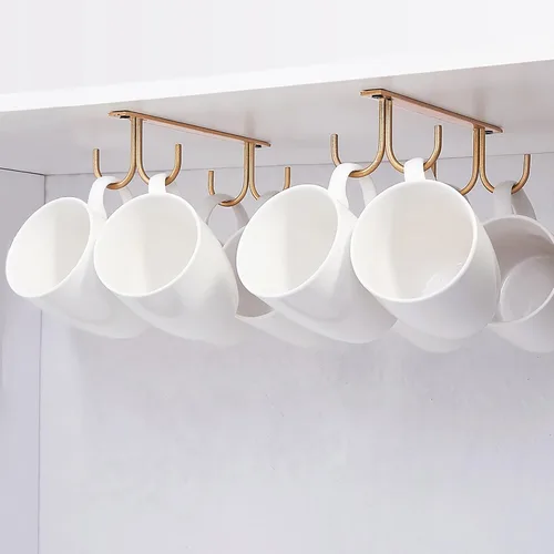 Vista 5 de FOMANSH Estante para tazas debajo del gabinete, soporte para tazas de café, 8 ganchos para tazas debajo del estante, gancho de secado para tazas