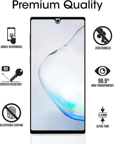 Vista 5 de amFilm Protector de pantalla de vidrio templado para Galaxy Note 10 Plus, Note 10+ (2019), matriz de puntos con bandeja de fácil instalación