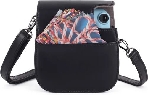 Vista 4 de Phetium Instant Mini 12 - Funda protectora para cámara compatible con Instax Mini 12 11, bolsa de piel sintética con bolsillo y correa de hombro