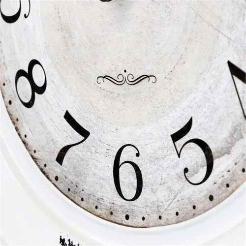 Vista 9 de Yosemite Home Decor Reloj de pared circular de hierro, marco blanco, cara blanca, texto negro, manecillas negras
