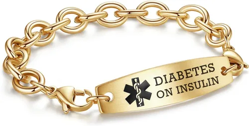 Vista 42 de LinnaLove Pulseras de identificación médica intercambiables Cadena de cable de acero inoxidable pulseras de alerta médica personalizables