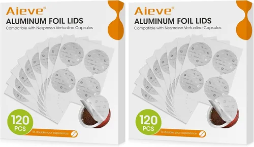 Vista 9 de Aieve 120 tapas de sellado de papel de aluminio para cápsulas Nespresso reutilizables Vertuo compatibles con cápsulas recargables Nespresso