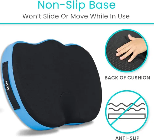 Vista 6 de Vive Cojín para aliviar el dolor de coxis – Almohada de asiento de espuma viscoelástica para sillas de ruedas – para ciática, coxis, dolor