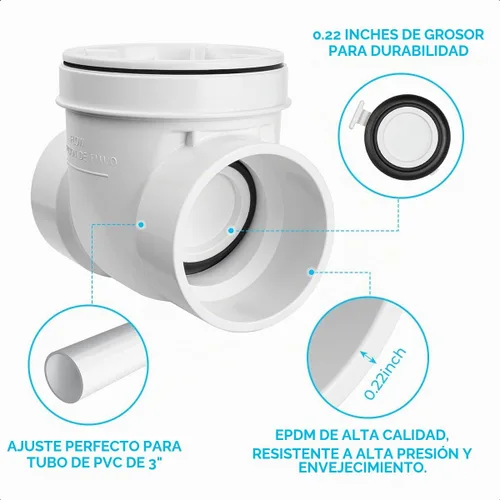 Vista 3 de Cinsda Válvula de remanso de PVC de 3", válvula de prevención de flujo de retorno de 3 pulgadas, válvula de agua de reflujo evita el reflujo