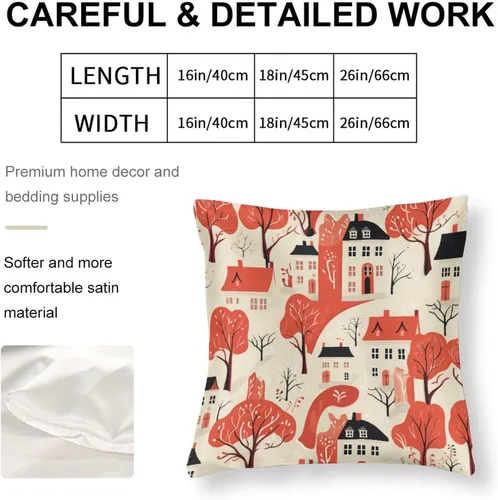 Vista 2 de Fundas de almohada cuadradas de satén rústico de dibujos animados con cremallera de 16 x 16 pulgadas, fundas de almohada para sofá, muebles