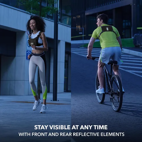 Vista 5 de Trailoom Paquete de cofre para correr, chaleco reflectante, repelente al agua, soporte para teléfono, bolsa de entrenamiento para corredores