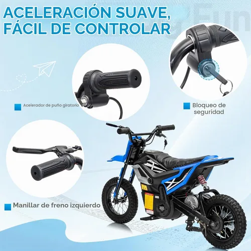 Vista 3 de Winado 24V Kids Electric Dirt Bike, Electric Motorcycle Mini Bike, Blue Azul