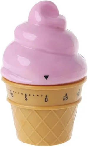 Vista 3 de Lindo helado en forma de administrador de tiempo 60 minutos temporizador mecánico cocina temporizador (rosa)