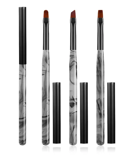 Vista 15 de 3 piezas de brochas de limpieza de arte de uñas, brochas de uña redondas/anguladas/planas resistentes a la acetona para remover esmalte de gel