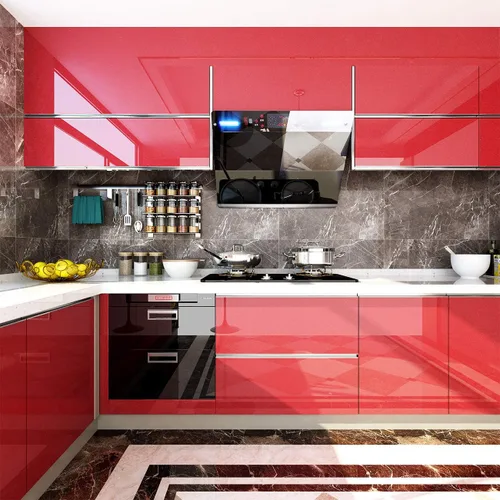 Vista 2 de Livelynine Papel de contacto rojo autoadhesivo para decoración de papel de pared, papel tapiz autoadhesivo para armarios de cocina, encimeras