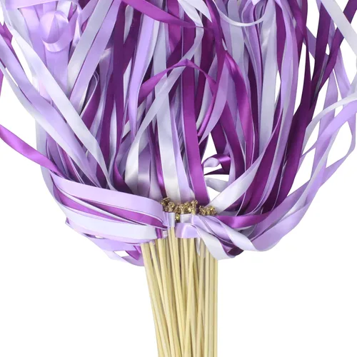 Vista 10 de Varita de cinta amarilla – 40 piezas de cinta de envío de boda con campanas doradas, varita de deseos de hada, varitas agitando para niñas 115-02