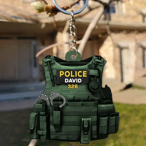 Vista 3 de Llavero personalizado para oficiales de policía, regalo de policía personalizado para él, llavero de policía personalizado, regalos de policía