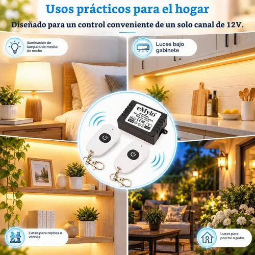 Vista 7 de Interruptor de relé RF inteligente eMylo Interruptor de control remoto inalámbrico DC 12V Módulo momentáneo de un canal 433Mhz receptor de relé