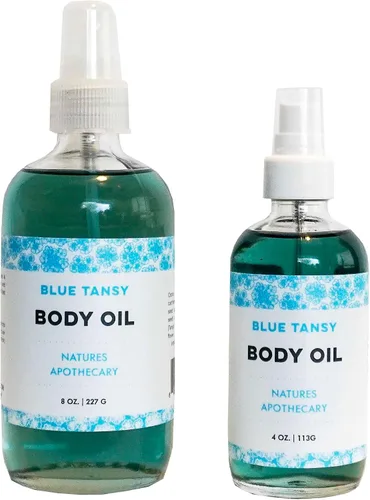 Vista 2 de Aceite corporal Blue Tansy Ultra hidratante Lujoso – Aceite de baño, cuerpo y masaje totalmente natural, hipoalergénico – Hecho a mano