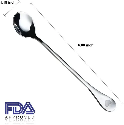 Vista 5 de Cucharas románticas de postres de 4 piezas, cuchara de acero inoxidable con mango de corazón para café, postres, té, helado, azúcar