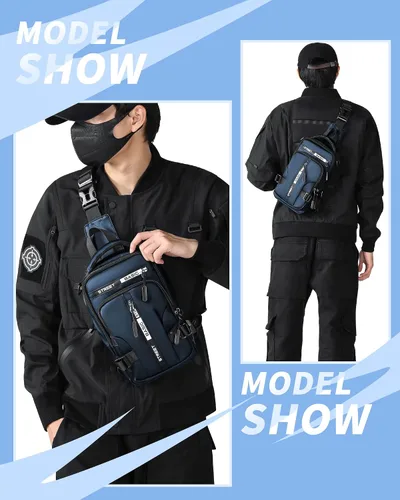 Vista 34 de Mochila cruzada pequeña negra para hombre y mujer, H-Negro, S, Moda