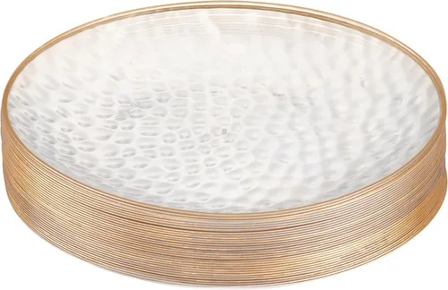 Vista 20 de PLASTICPRO Paquete de 30 platos de plástico martillado, platos de plástico desechables pesados, elegantes platos de fiesta transparentes martillados