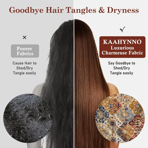 Vista 4 de Gorro de satén de seda ajustable para envolver el cabello para dormir, gorro de dormir de doble capa, turbante nocturno para cabello largo y rizado