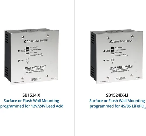 Vista 3 de Solar Boost SB1524iX, controlador de carga MPPT 20A/15A para batería de plomo ácido de 12V/24V con carga de batería dual o salida de carga LVD de 20