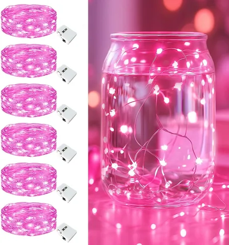 Vista 21 de Paquete de 12 luces de hadas que funcionan con pilas, 20 luces LED parpadeantes de 7 pies, 3 modos, mini luces a granel impermeables para tarros