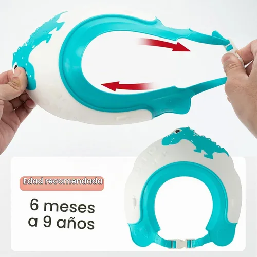 Vista 3 de FUNUPUP Gorro de ducha de bebé para niños, gorra de champú de baño para bebé, protector de lavado de cabello, sombrero de baño de silicona ajustable